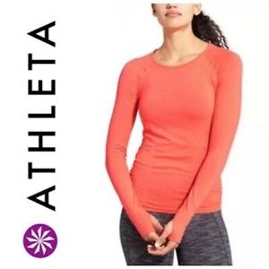 Athleta Fastest Track Long Sleeve Shirt Orange